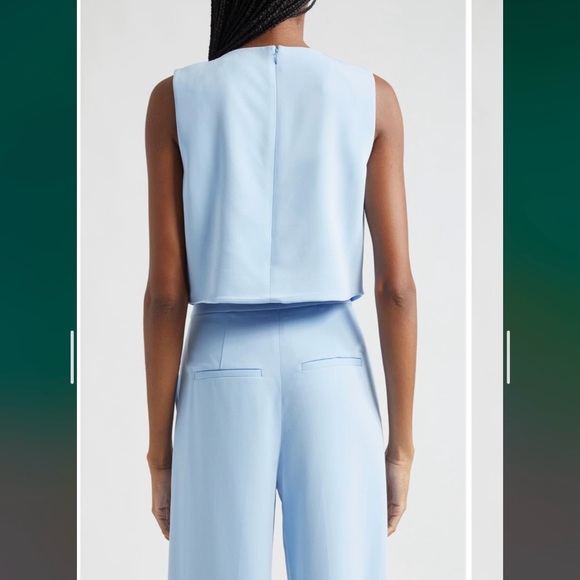 Veronica Beard Drexley Boxy Sleeveless Button-Up Top in Blue Sky Size 8 - Picture 2 of 11